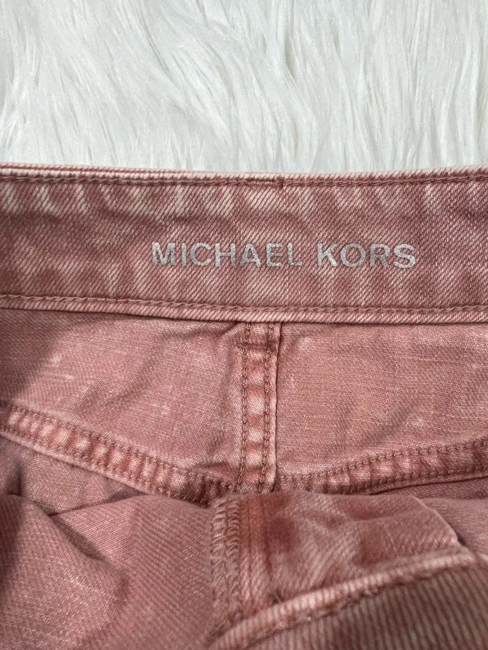 Michael Kors Garment Dyed Rose Denim Mini Skirt